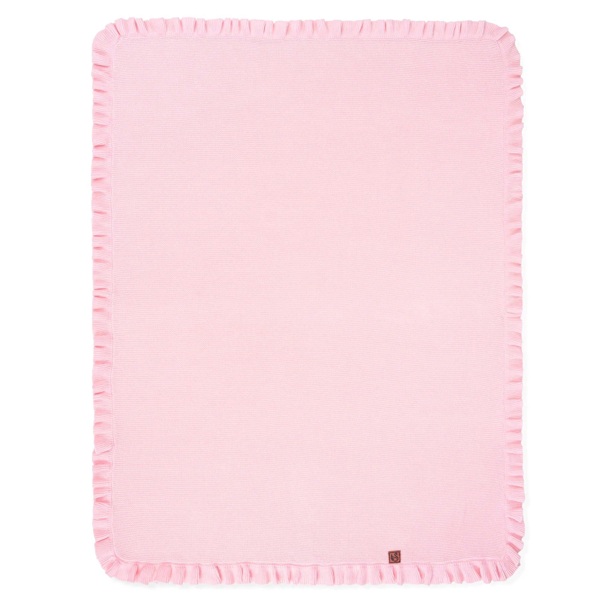 Ruffled Edge Knit Baby Blanket in Pink - Aaria Tees Aaria Tees