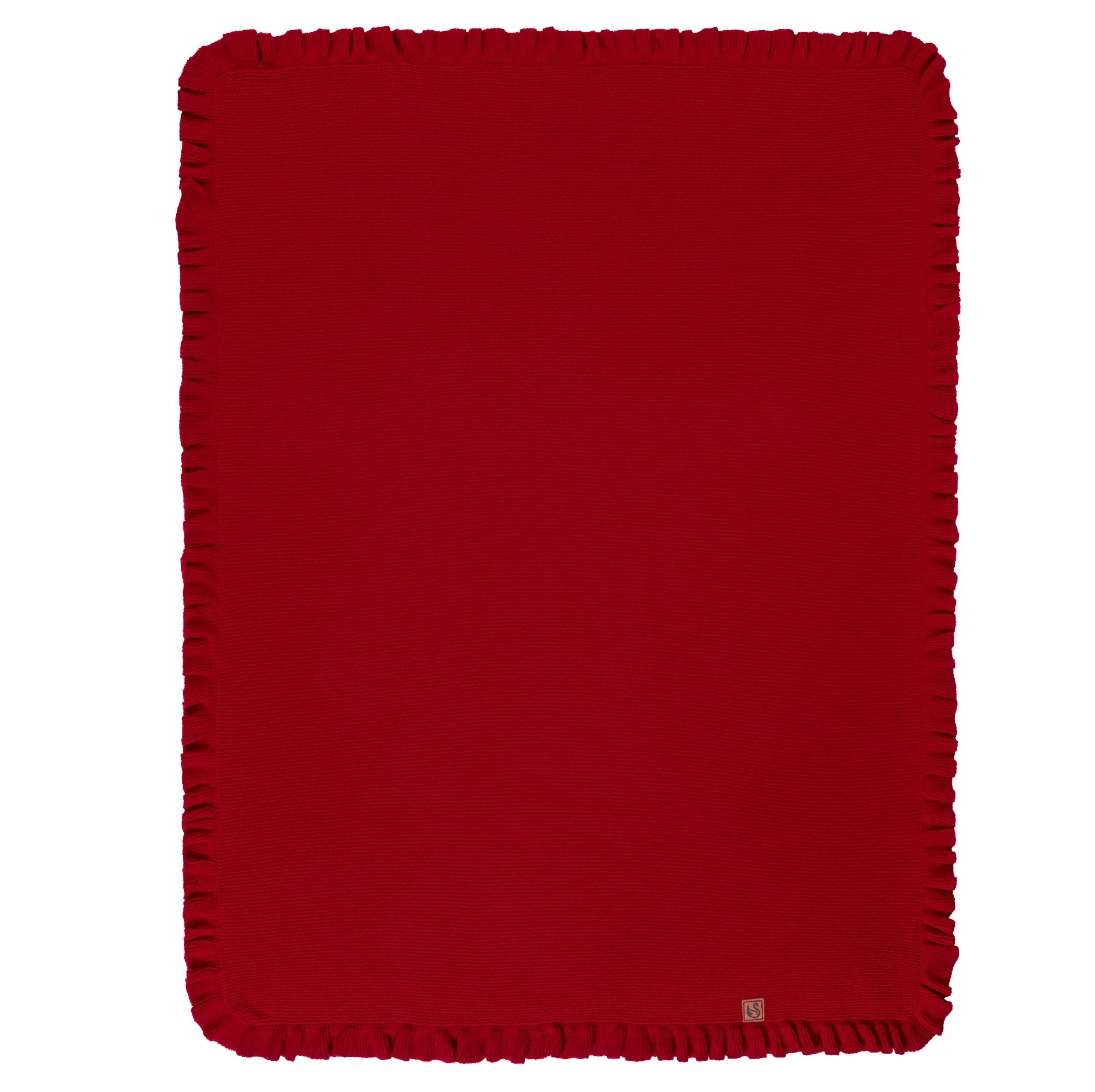 Ruffled Edge Knit Baby Blanket in Red Xmas - Aaria Tees Aaria Tees