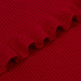 Ruffled Edge Knit Baby Blanket in Red Xmas - Aaria Tees Aaria Tees