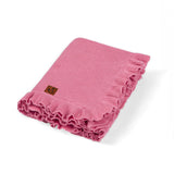 Ruffled Edge Knit Baby Blanket in Rose Pink - Aaria Tees Aaria Tees