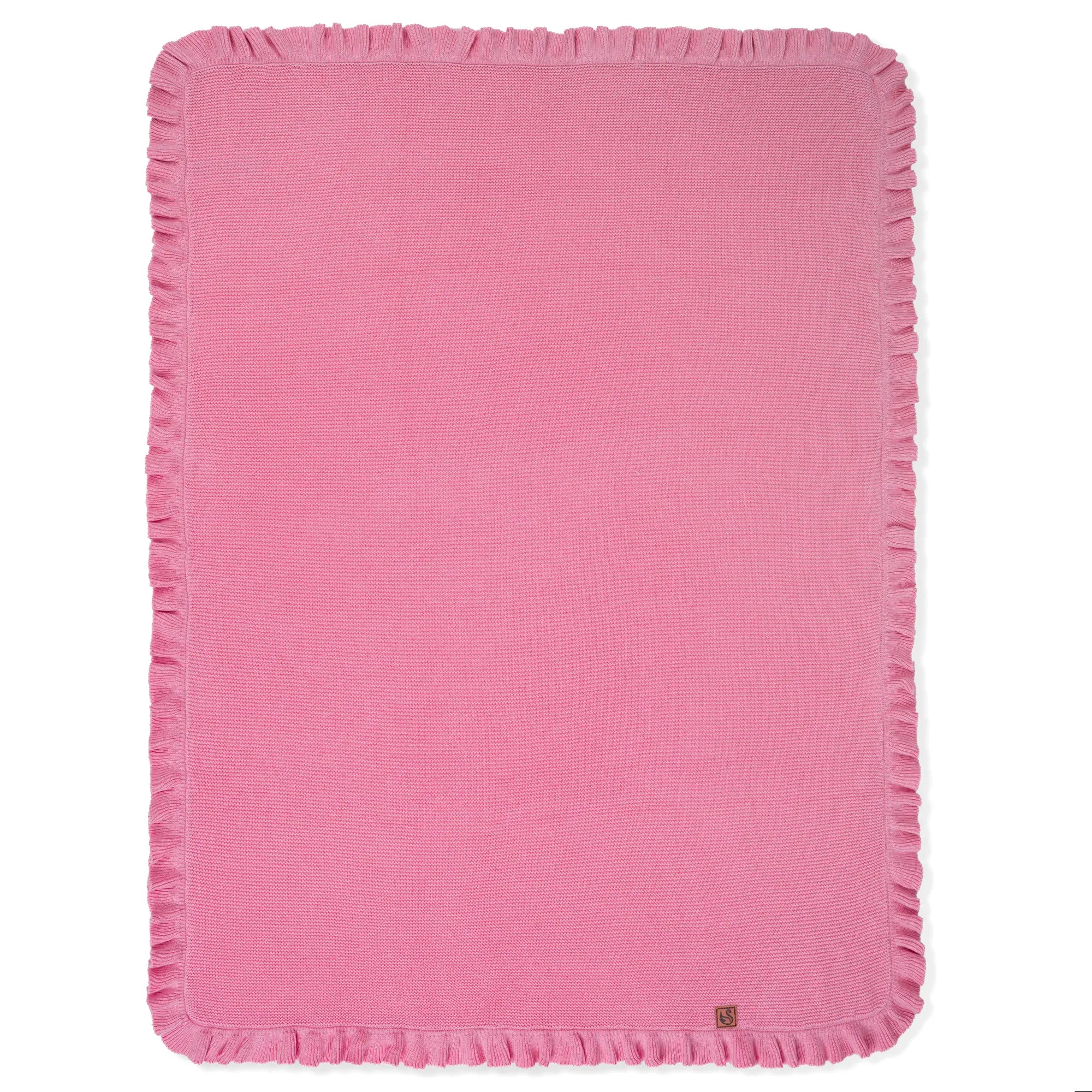 Ruffled Edge Knit Baby Blanket in Rose Pink - Aaria Tees Aaria Tees