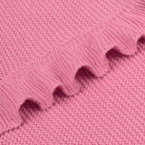 Ruffled Edge Knit Baby Blanket in Rose Pink - Aaria Tees Aaria Tees