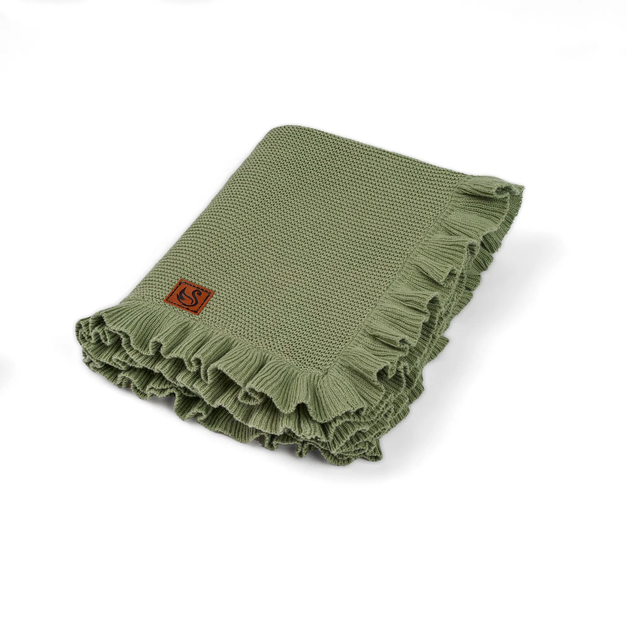 Ruffled Edge Knit Baby Blanket in Sage Green - Aaria Tees Aaria Tees