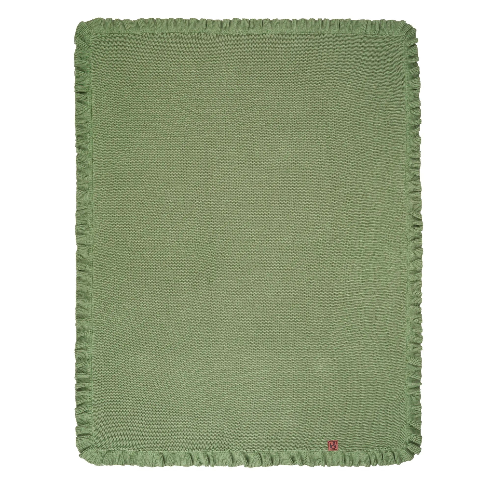 Ruffled Edge Knit Baby Blanket in Sage Green - Aaria Tees Aaria Tees