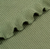 Ruffled Edge Knit Baby Blanket in Sage Green - Aaria Tees Aaria Tees