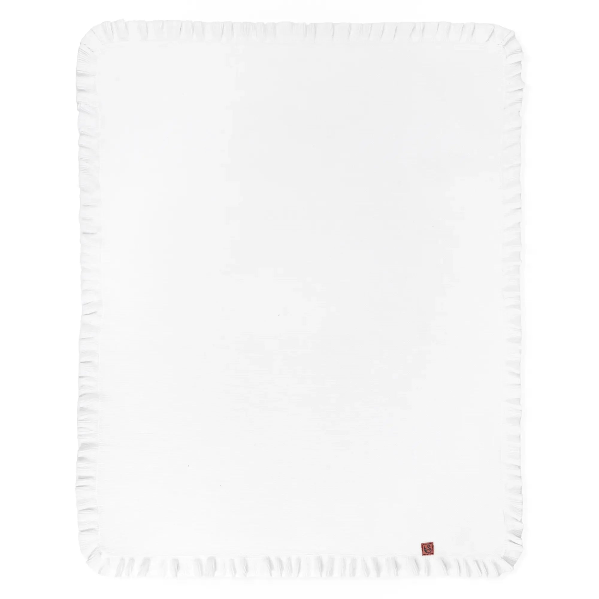 Ruffled Edge Knit Baby Blanket in White - Aaria Tees Aaria Tees