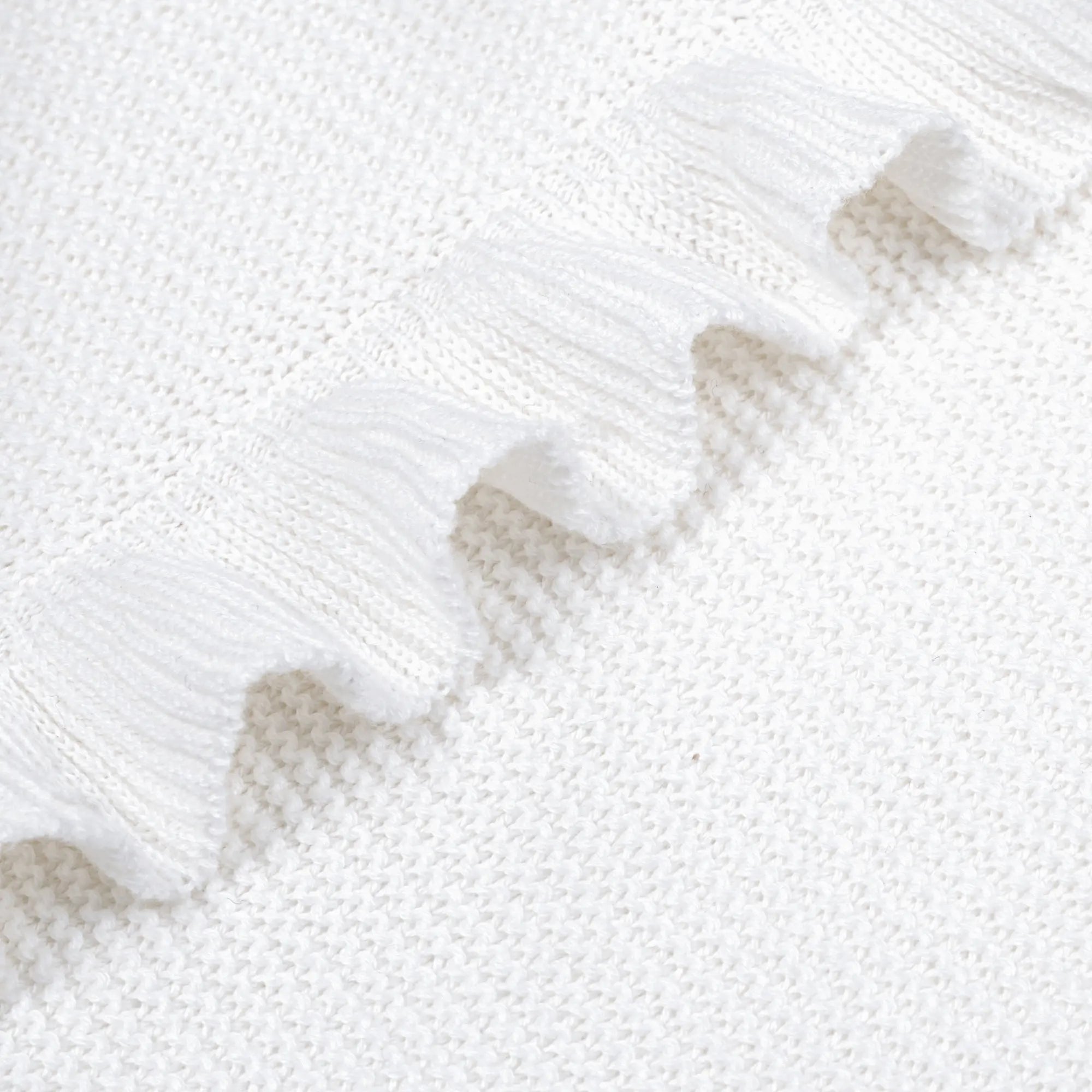 Ruffled Edge Knit Baby Blanket in White - Aaria Tees Aaria Tees
