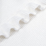 Ruffled Edge Knit Baby Blanket in White - Aaria Tees Aaria Tees