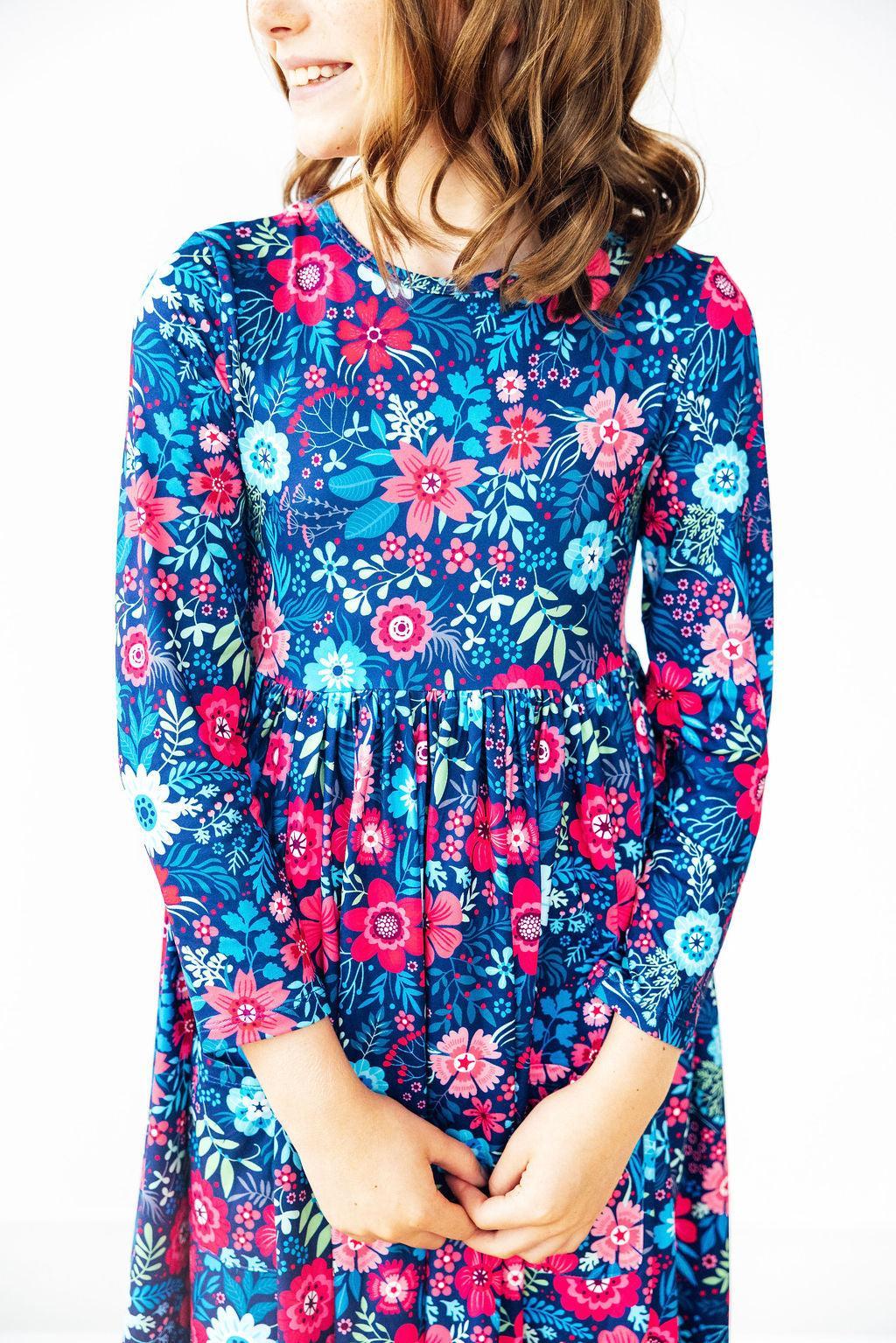 Sweet Gardenia L/S Pocket Twirl Dress - Aaria Tees