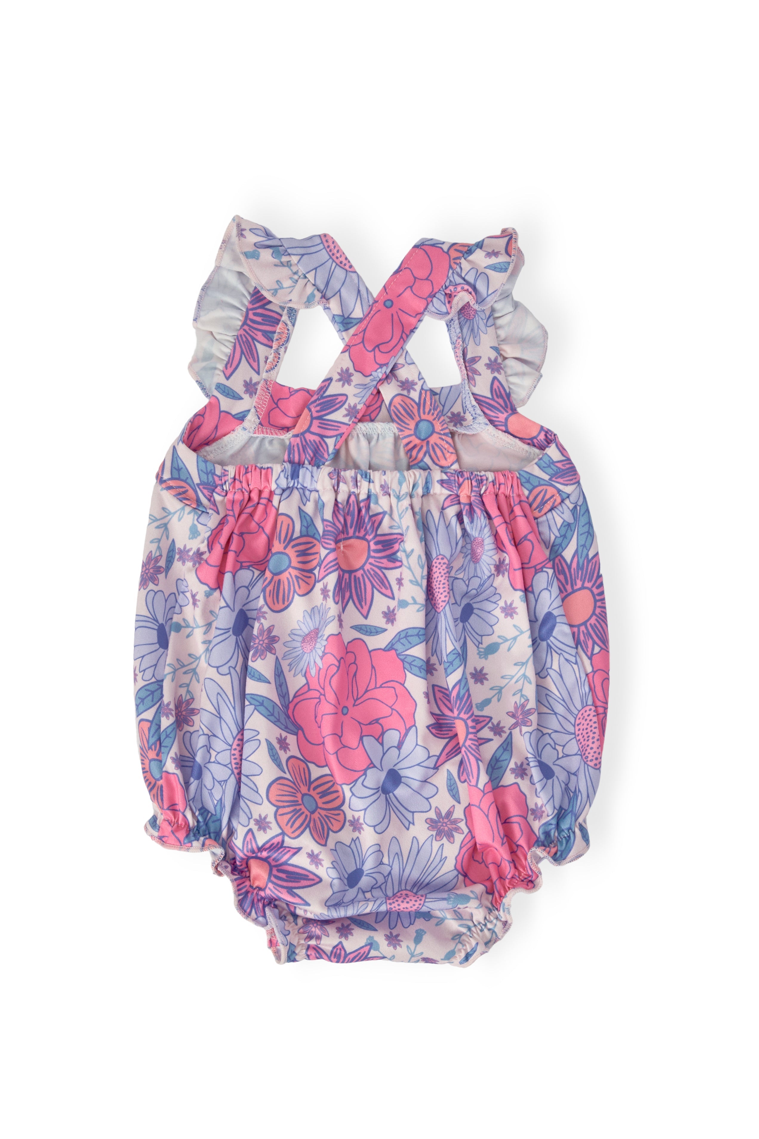 Sweet Springtime Ruffle Cross Back Romper - Aaria Tees Aaria Tees