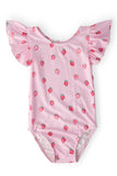Sweet Strawberries S/S Flutter Sleeve Leotard - Aaria Tees Aaria Tees