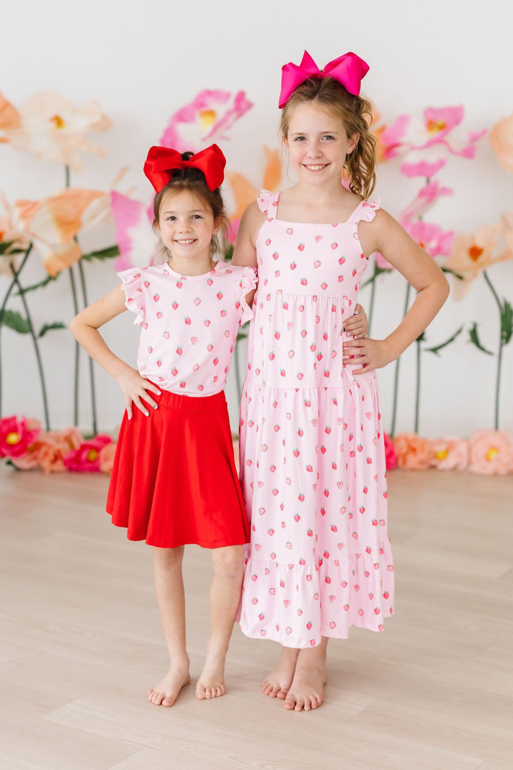 Sweet Strawberries S/S Ruffle Tee - Aaria Tees Aaria Tees