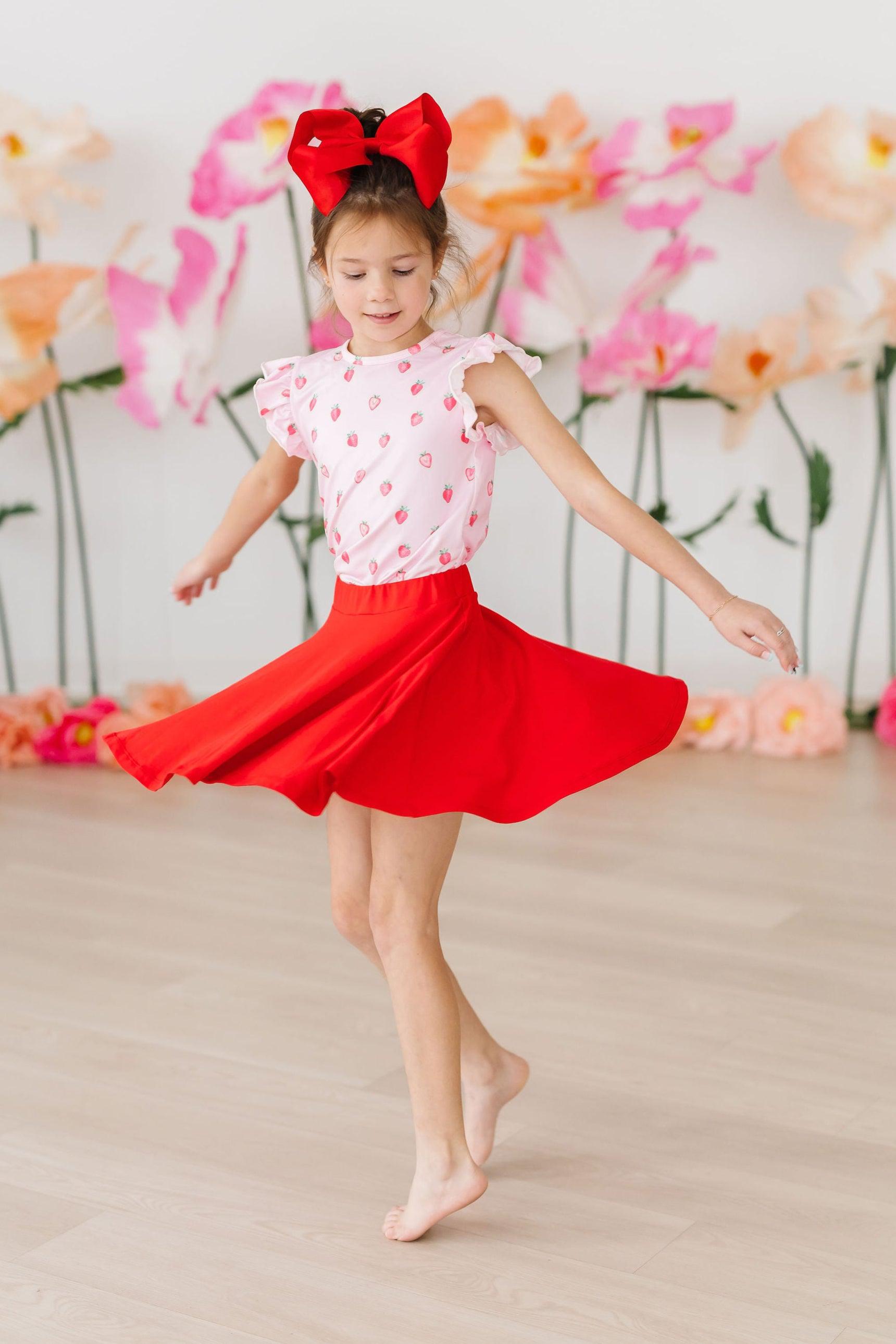 Sweet Strawberries S/S Ruffle Tee - Aaria Tees Aaria Tees