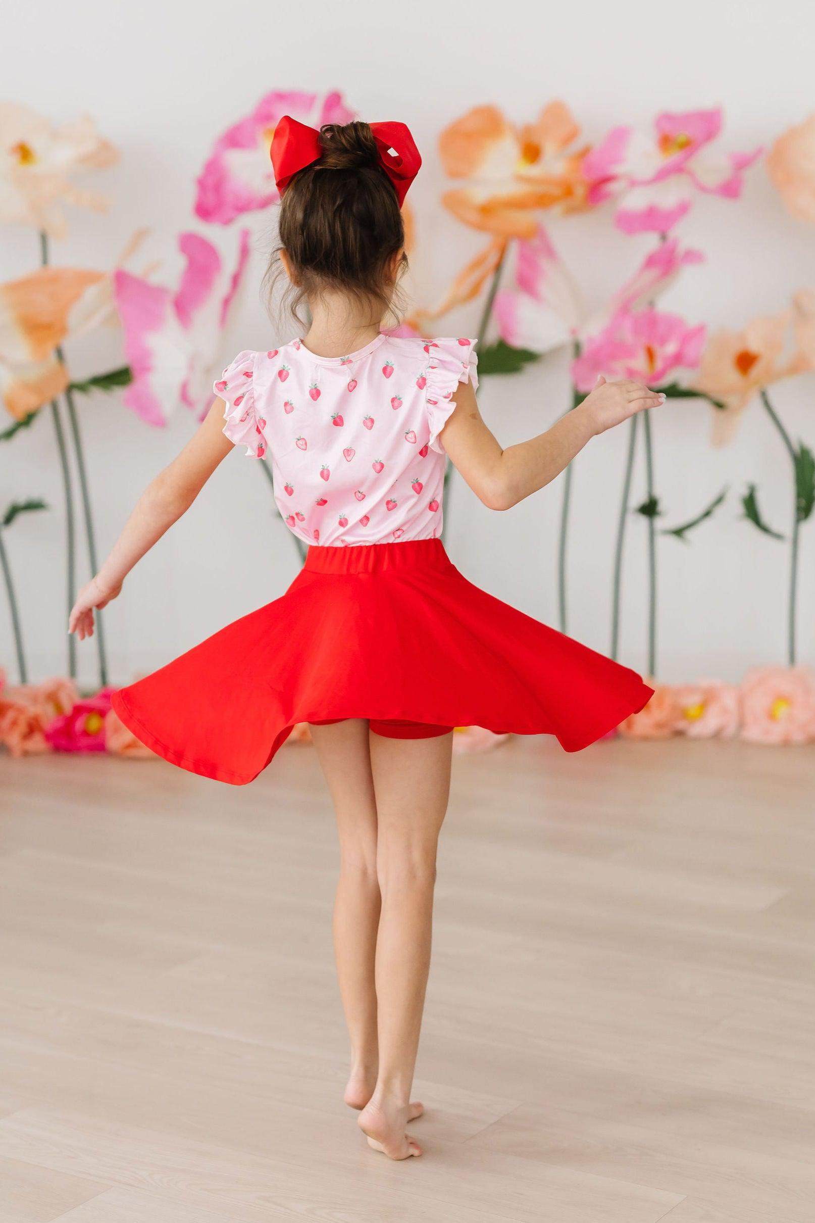 Sweet Strawberries S/S Ruffle Tee - Aaria Tees Aaria Tees