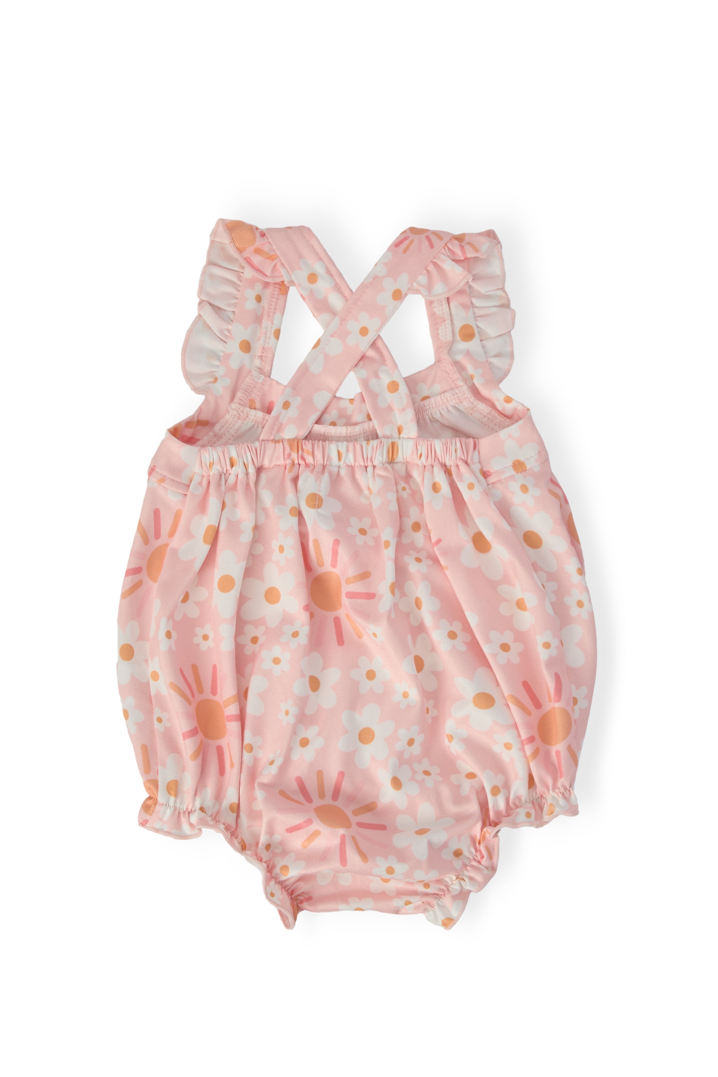 Sweet & Sunny Ruffle Cross Back Romper - Aaria Tees Aaria Tees