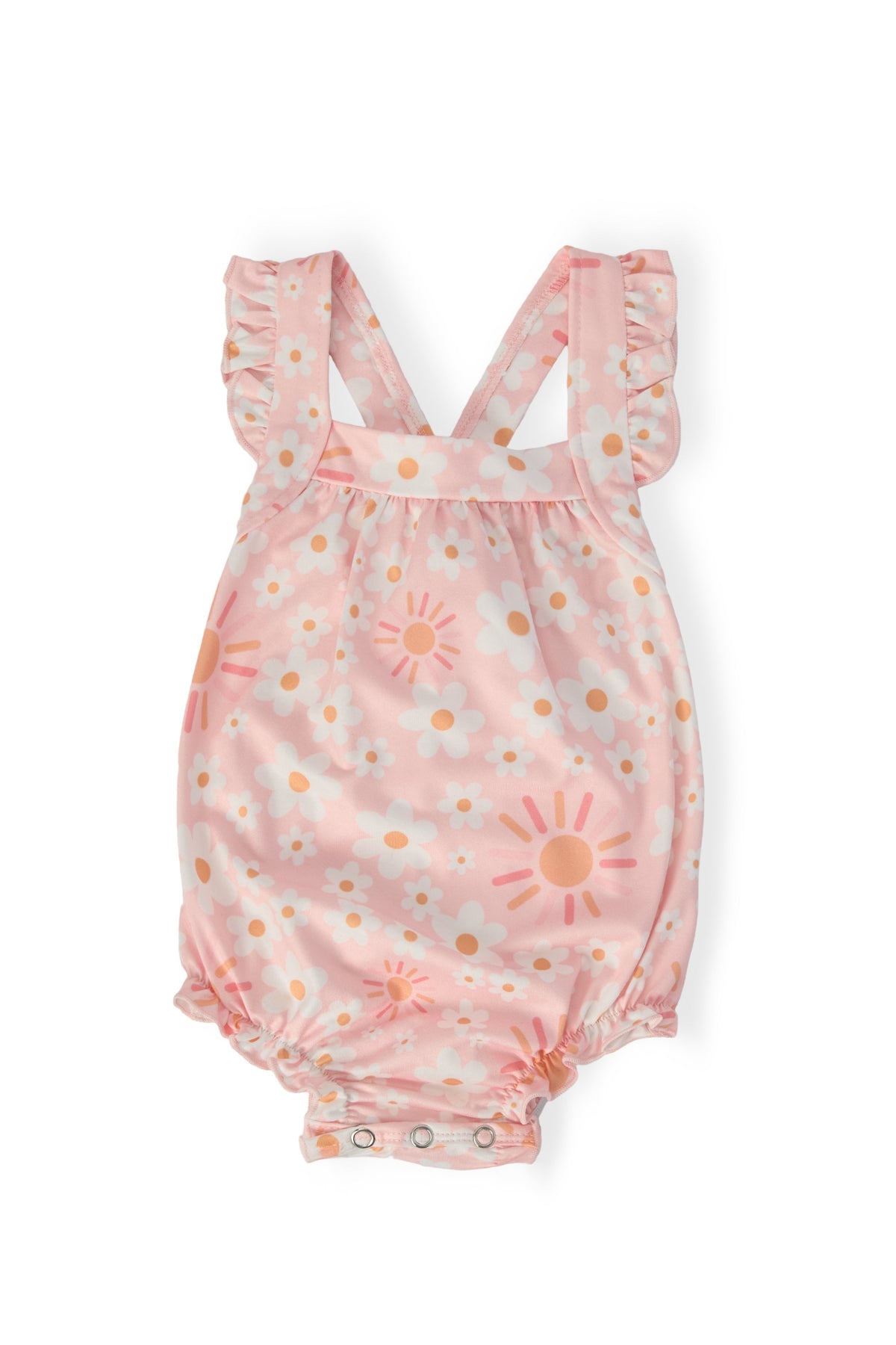 Sweet & Sunny Ruffle Cross Back Romper - Aaria Tees