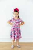 Sweetheart Scribble S/S Pocket Twirl Dress - Aaria Tees Aaria Tees