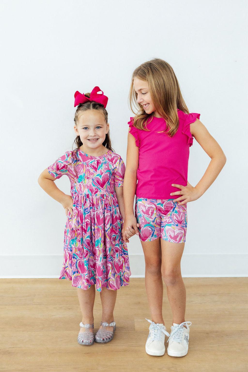 Sweetheart Scribble S/S Pocket Twirl Dress - Aaria Tees Aaria Tees