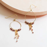 Garnet Mini Swing Hoop Earrings Aaria Tees