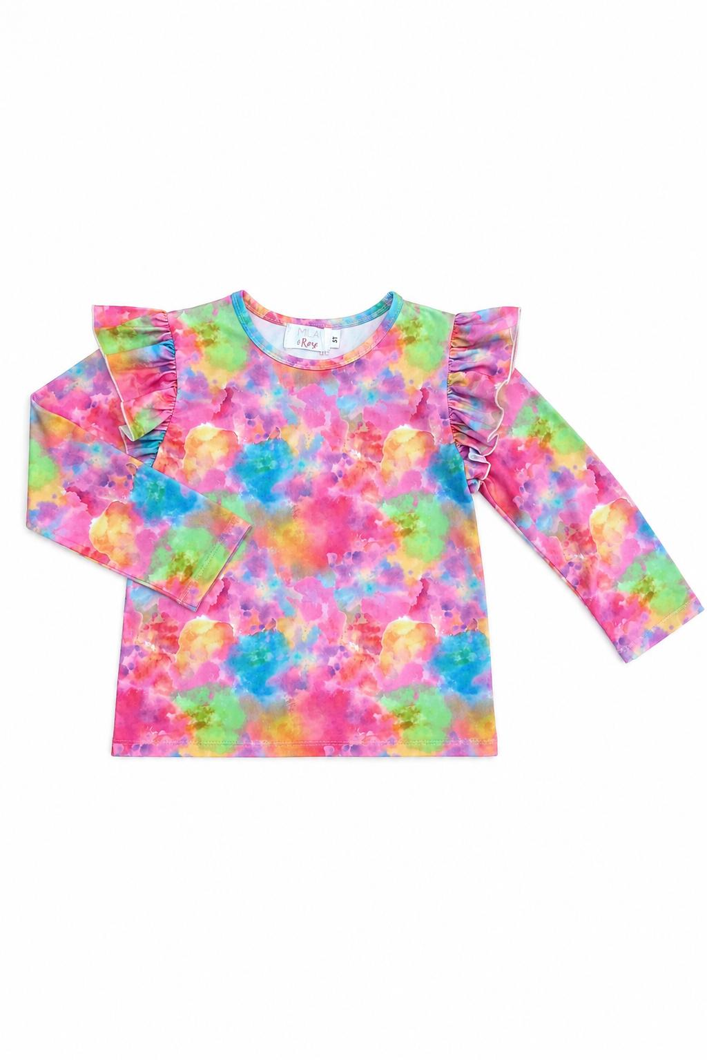 Swirly Whirly L/S Ruffle Tee - Aaria Tees Aaria Tees