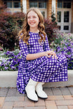 TCU Plaid Frog 3/4 Sleeve Pocket Twirl Dress - Aaria Tees Aaria Tees