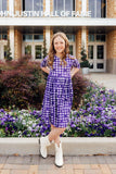 TCU Plaid Frog 3/4 Sleeve Pocket Twirl Dress - Aaria Tees Aaria Tees