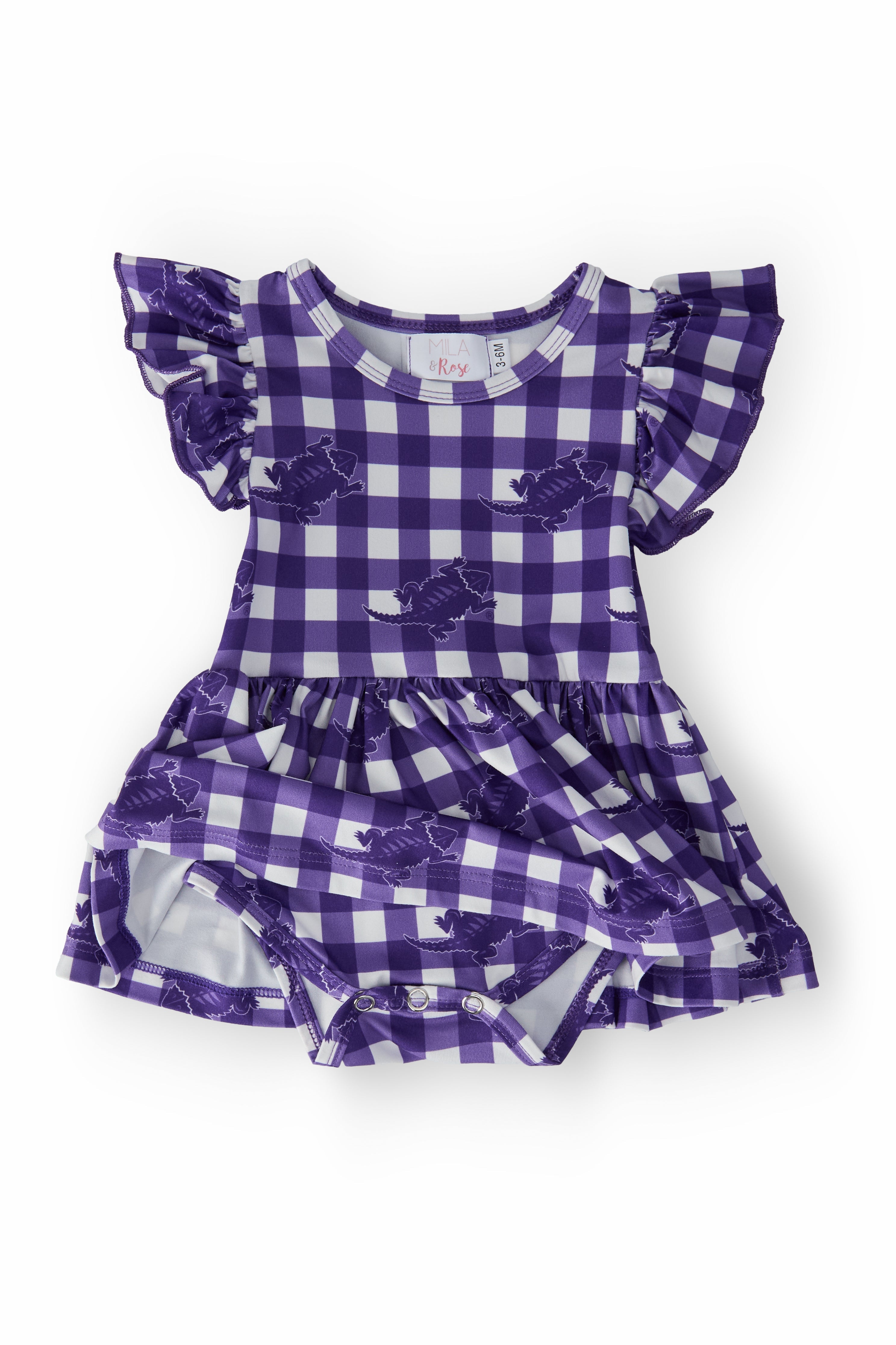 TCU Plaid Frog Flutter Twirl Bodysuit - Aaria Tees Aaria Tees
