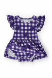 TCU Plaid Frog Flutter Twirl Bodysuit - Aaria Tees Aaria Tees