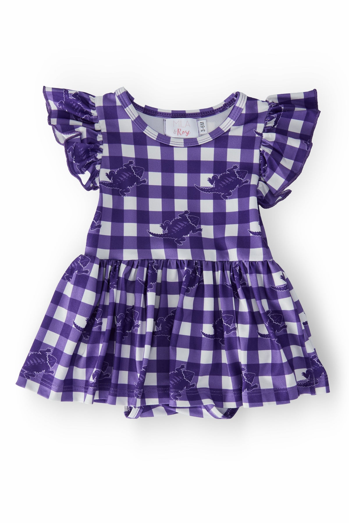 TCU Plaid Frog Flutter Twirl Bodysuit - Aaria Tees