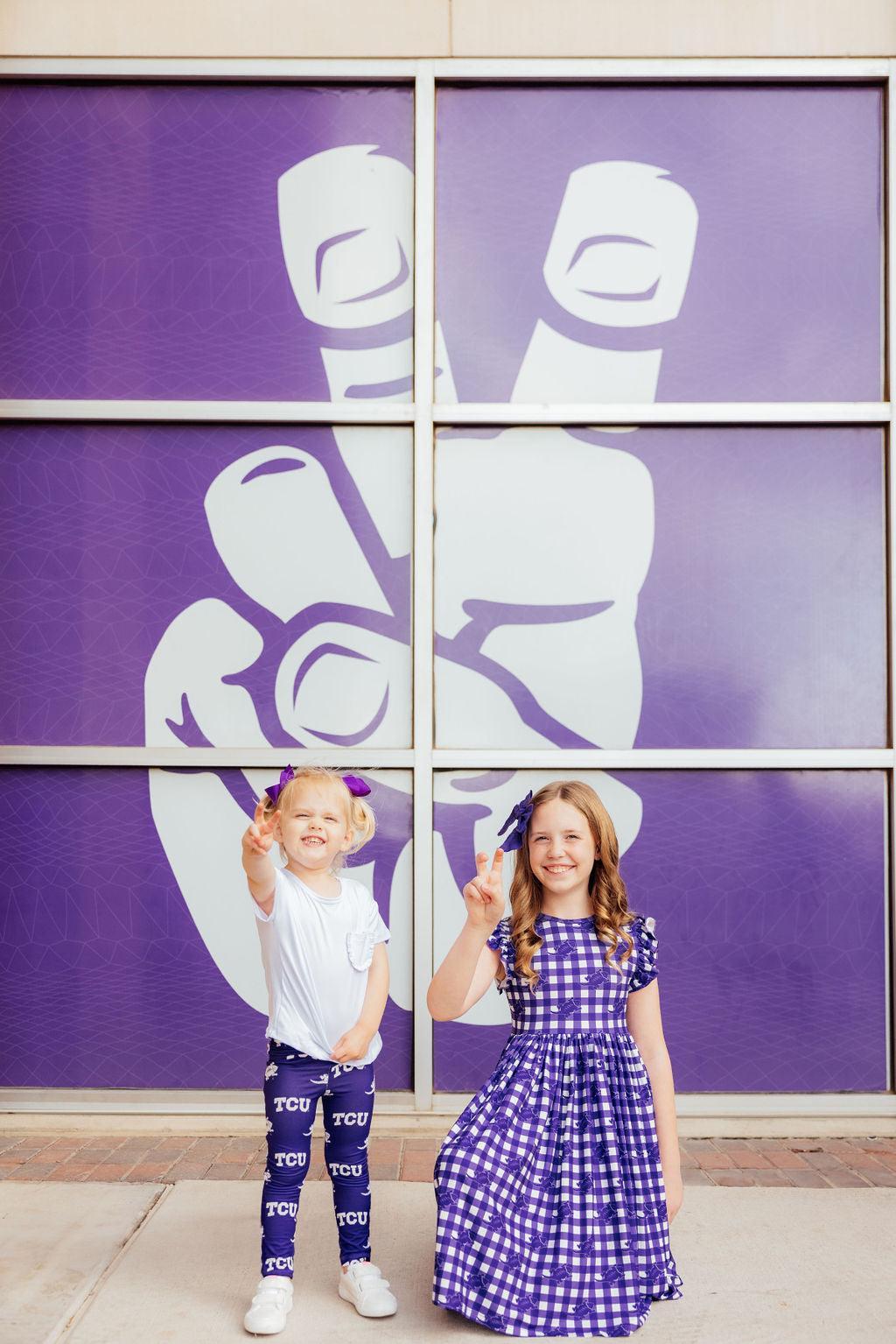 TCU Plaid Frog Flutter Twirl Dress - Aaria Tees Aaria Tees
