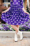 TCU Purple Frog 3/4 Sleeve Pocket Twirl Dress - Aaria Tees Aaria Tees