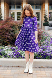 TCU Purple Frog 3/4 Sleeve Pocket Twirl Dress - Aaria Tees Aaria Tees