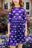 TCU Purple Frog 3/4 Sleeve Pocket Twirl Dress - Aaria Tees Aaria Tees