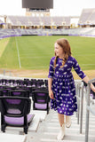TCU Purple Frog 3/4 Sleeve Pocket Twirl Dress - Aaria Tees Aaria Tees