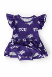 TCU Purple Frog Flutter Twirl Bodysuit - Aaria Tees Aaria Tees