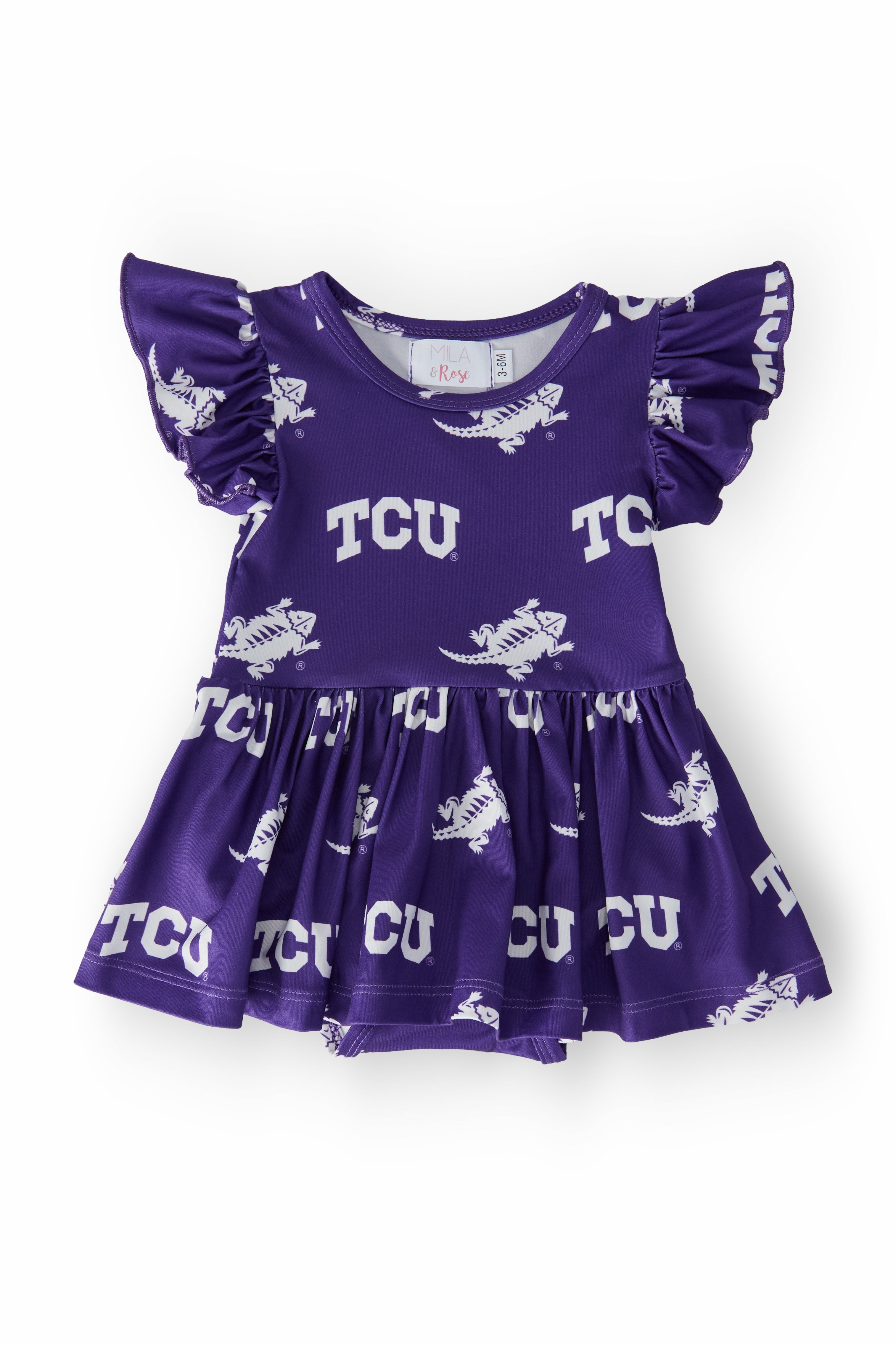 TCU Purple Frog Flutter Twirl Bodysuit - Aaria Tees Aaria Tees