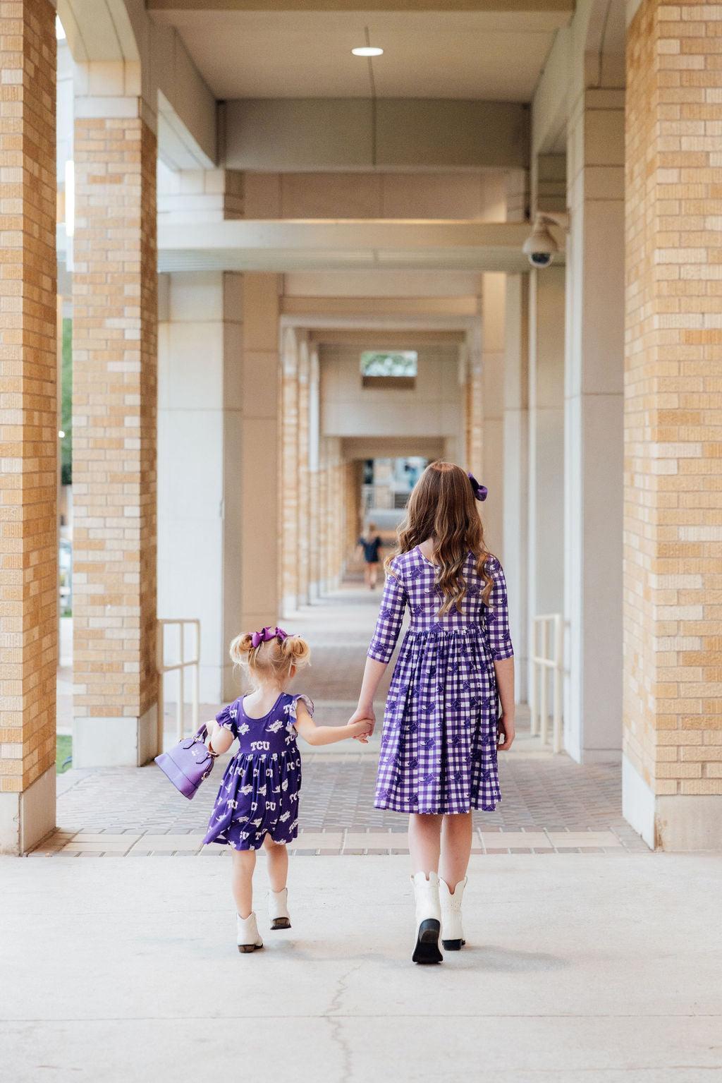 TCU Purple Frog Flutter Twirl Dress - Aaria Tees Aaria Tees