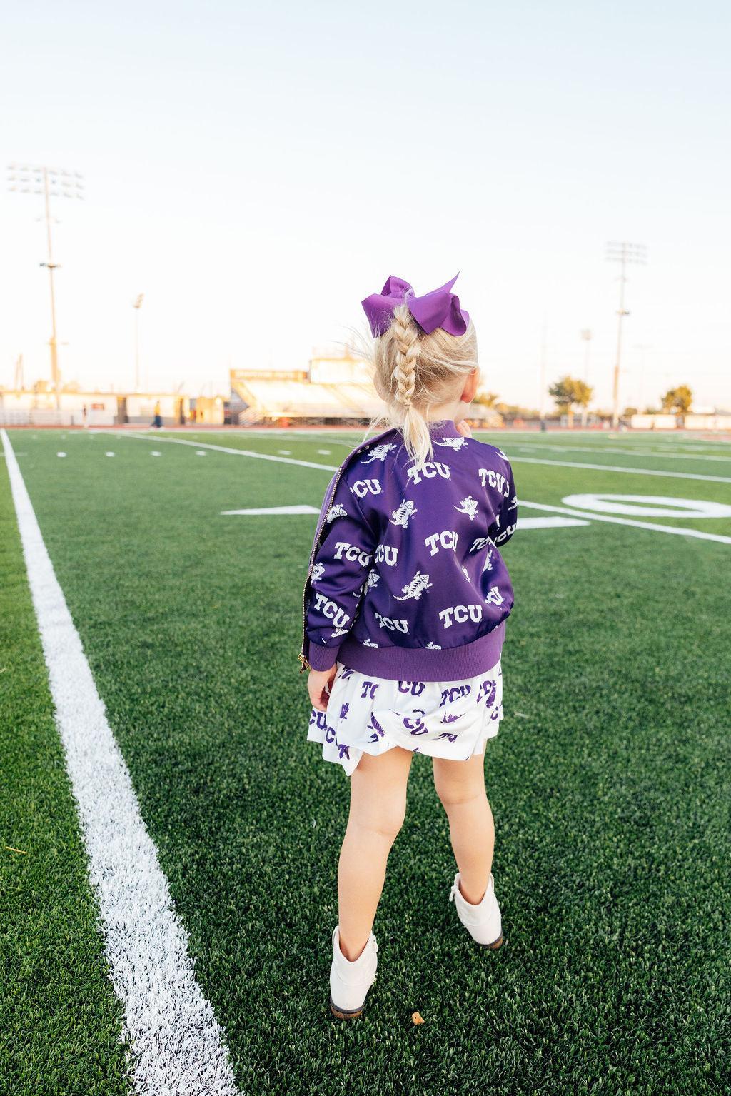 TCU Purple Frog Satin Jacket - Aaria Tees Aaria Tees