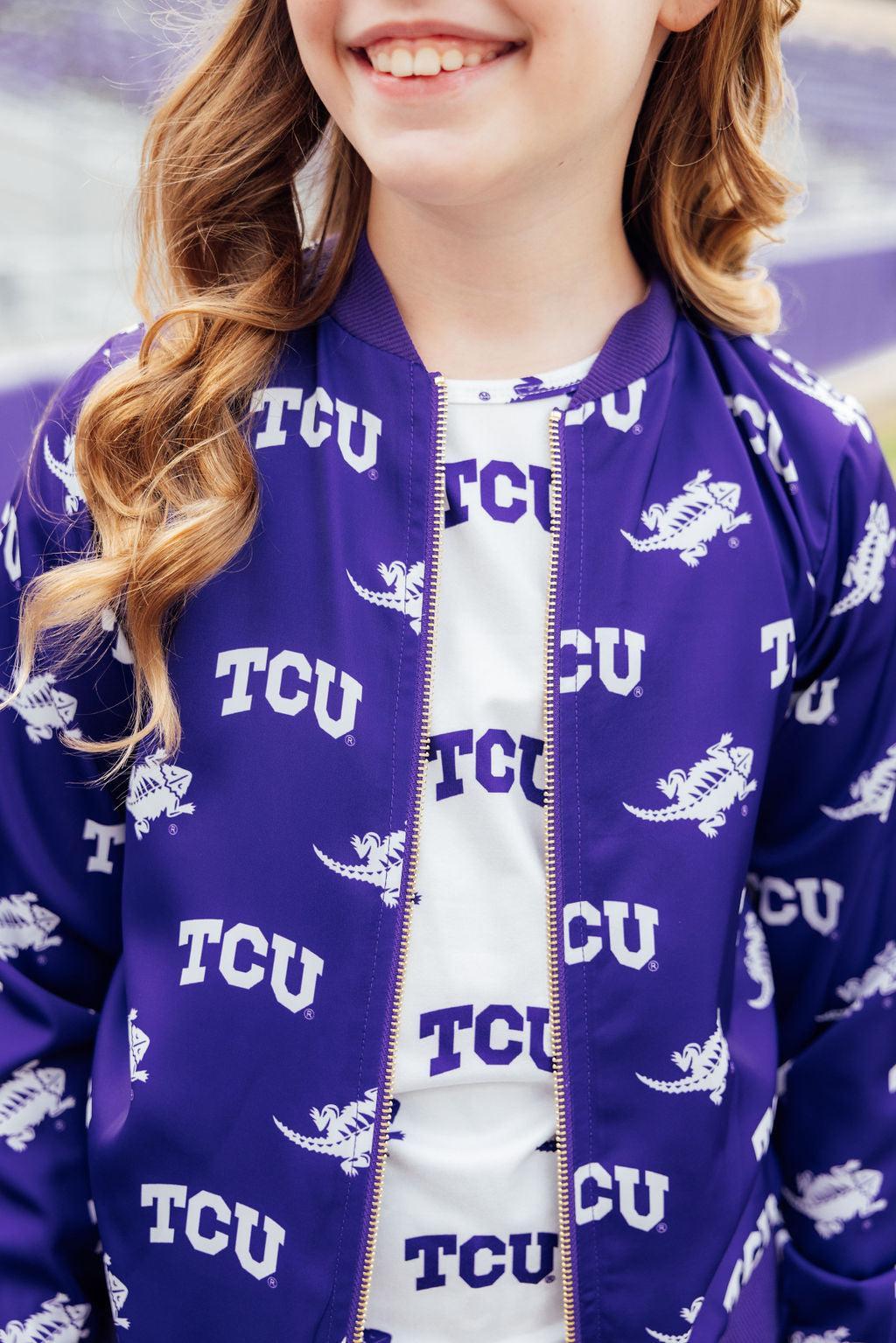 TCU Purple Frog Satin Jacket - Aaria Tees Aaria Tees