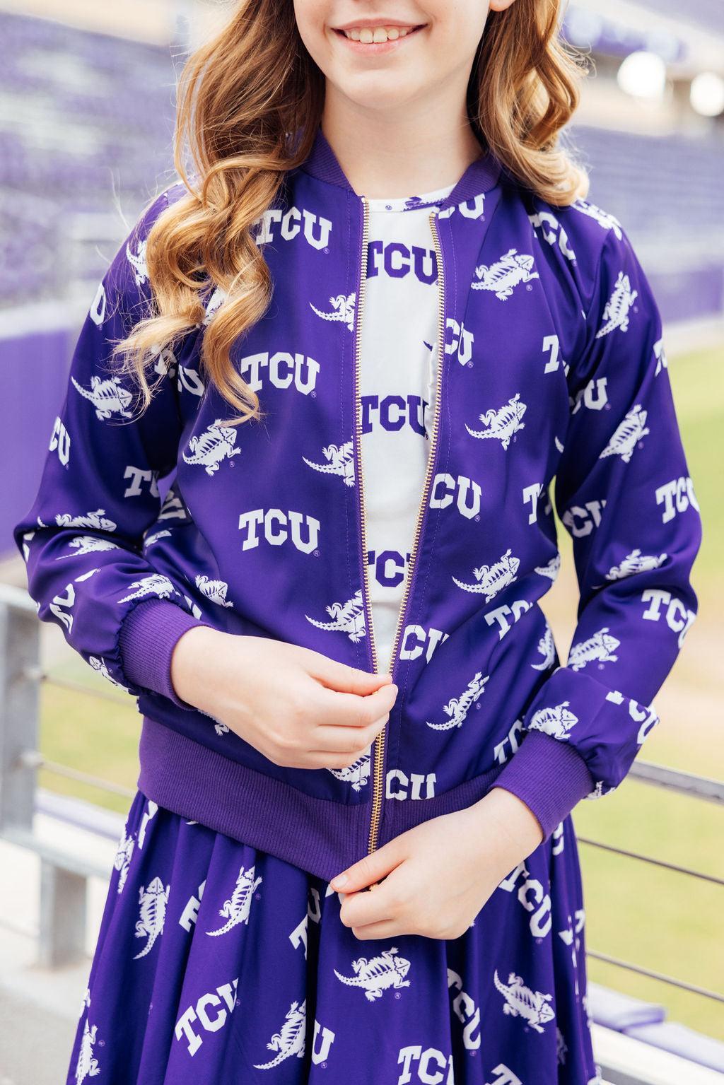 TCU Purple Frog Satin Jacket - Aaria Tees Aaria Tees