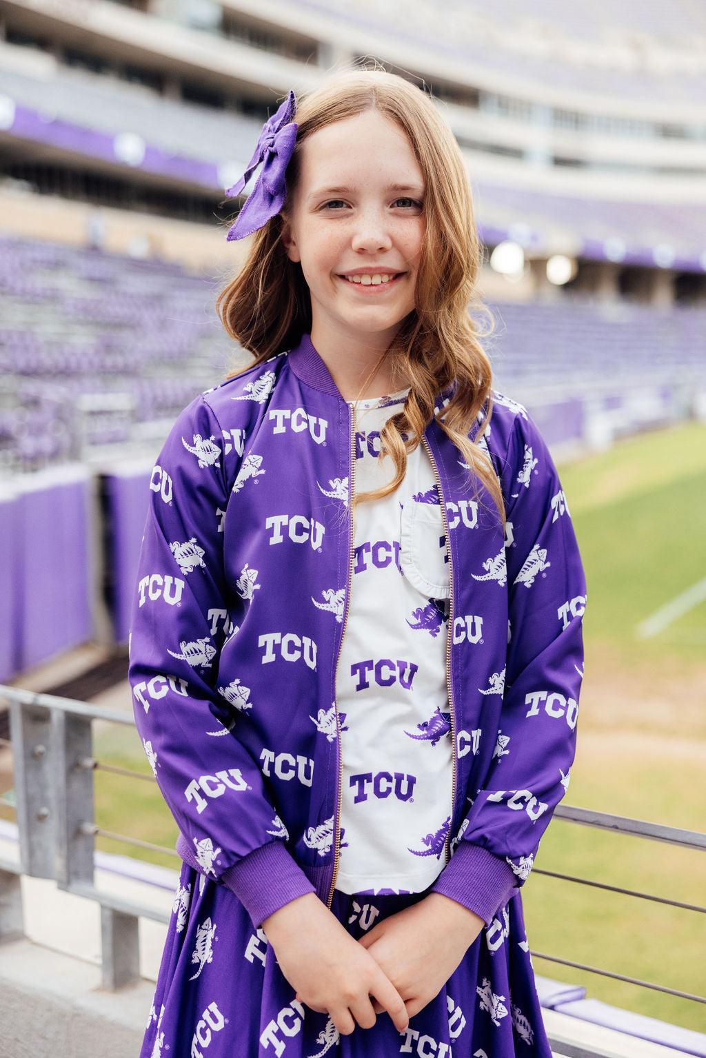 TCU Purple Frog Satin Jacket - Aaria Tees Aaria Tees