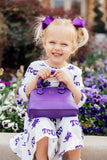 TCU White Frog 3/4 Sleeve Pocket Twirl Dress - Aaria Tees Aaria Tees