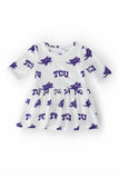 TCU White Frog 3/4 Sleeve Twirl Bodysuit - Aaria Tees Aaria Tees