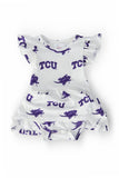 TCU White Frog Flutter Twirl Bodysuit - Aaria Tees Aaria Tees