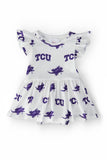 TCU White Frog Flutter Twirl Bodysuit - Aaria Tees Aaria Tees