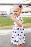 TCU White Frog Flutter Twirl Dress - Aaria Tees Aaria Tees