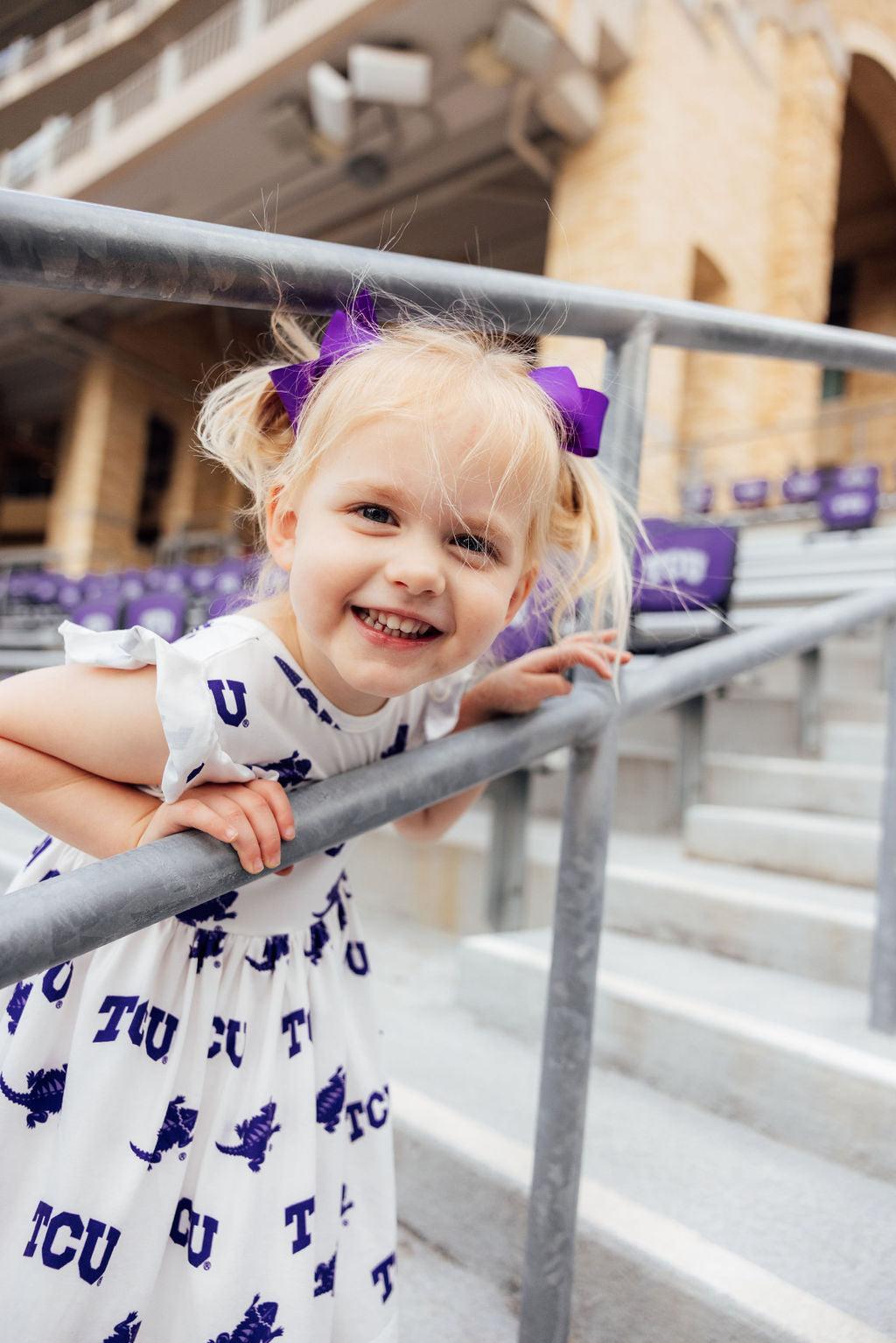 TCU White Frog Flutter Twirl Dress - Aaria Tees Aaria Tees