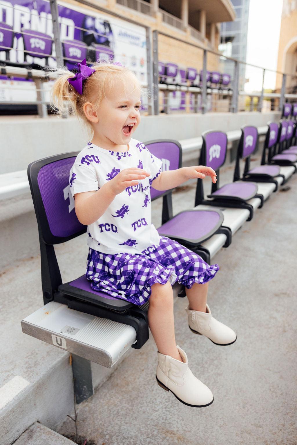 TCU White Frog Ruffle Pocket Tee - Aaria Tees Aaria Tees