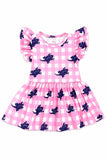 TCU Pink Gingham Frog S/S Flutter Twirl Bodysuit - Aaria Tees Aaria Tees