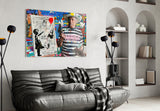 Banksy's Picasso Glass Wall Art || Designer Collection Aaria Tees